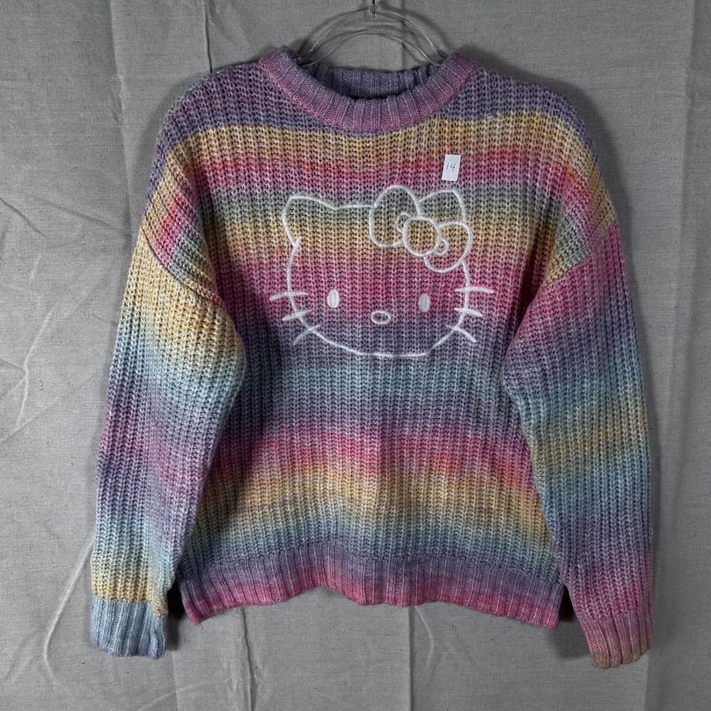 Forever 21 x Hello Kitty Rainbow Ombre Knit Sweater Pastel Sanrio Pullover Small